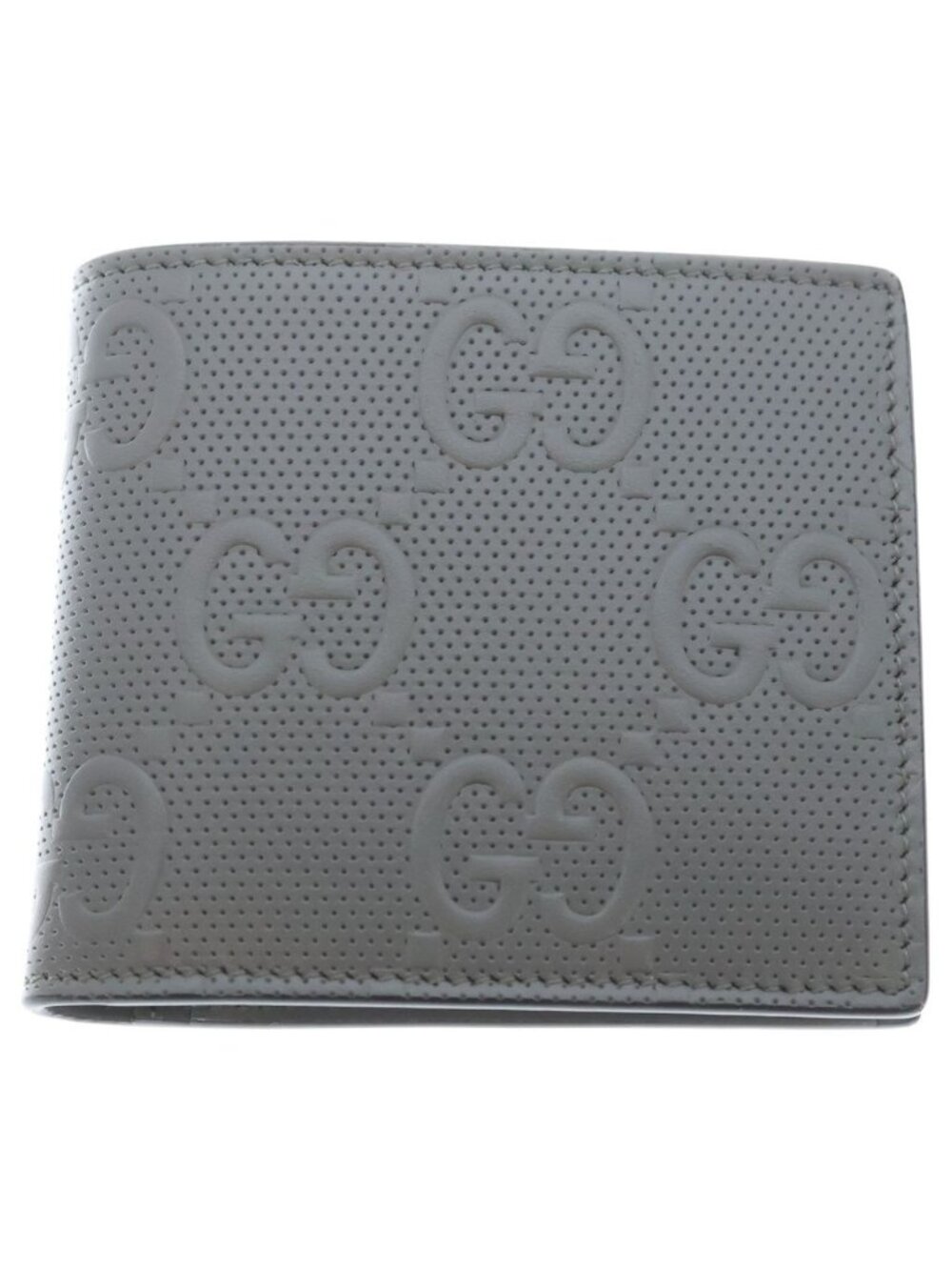 Gucci GG Embossed Leather Compact Wallet Bifold Gray
